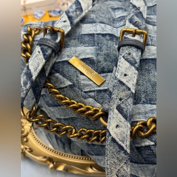🆕 KURT GEIGER LONDON 🧿 NWOT Denim Kensington Drawstring Backpack - Picture 9 of 16